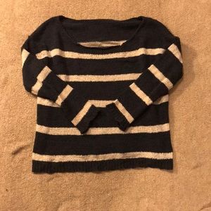 light knit blue/white striped sweater